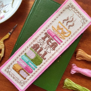 Cross Stitch Bookmark Pattern Tea Solves All, Instant Download PDF