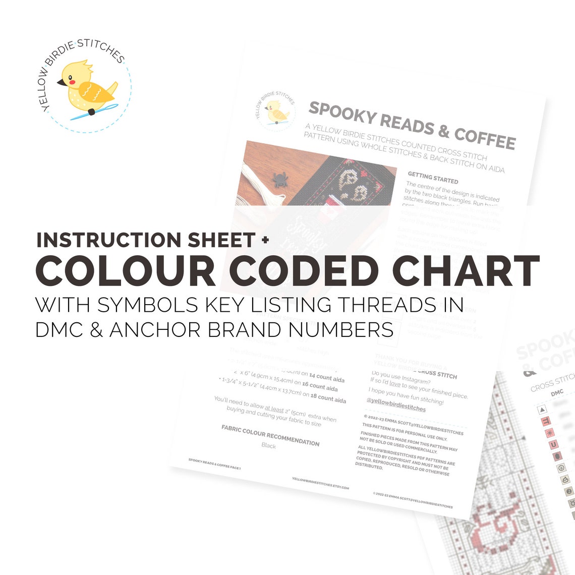 Spooky Reads & Coffee Cross Stitch Pattern, Instant Download PDF ...