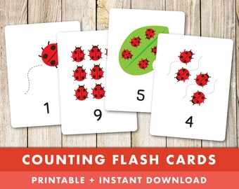 Counting Flash Cards - Preschool, Toddler, Numeracy, Numbers, Daycare, Kids, Children, Ladybugs, Ladybirds, Printable - Instant Download!
