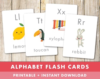 Alphabet Flash Cards - Preschool Learning, Toddler, Kids, Children, Alphabet, Letters, Flashcards, Educational Printable - Instant Download!