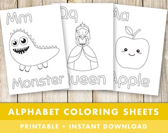 Alphabet Coloring Pages – Kids Printable Activity (Instant Download)