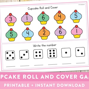 Cupcake Roll and Cover Game - Mathematics, 1st grade, Kindergarten, Dice Games, Maths, Educational Printable - Instant Download!
