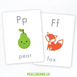 Kids Flash Cards - Learn The Alphabet - Printable Letters - 26 Cute Flash Cards - Preschoolers & Toddlers - Flashcards - INSTANT DOWNLOAD
