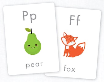 Kids Flash Cards - Learn The Alphabet - Printable Letters - 26 Cute Flash Cards - Preschoolers & Toddlers - Flashcards - INSTANT DOWNLOAD