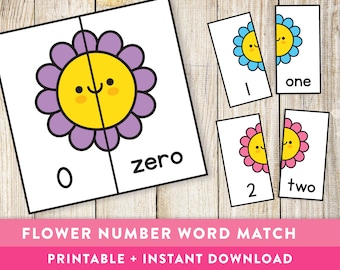 Spring Flower Number Match Game – Preschool Printable (Digital Download)