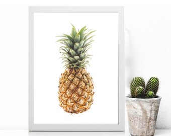 Pineapple Decor, Printable Pineapple, Kitchen Decor, Pineapple Print, Printable Wall Art, Watercolor Pineapple, Fruit Decor Digital Download