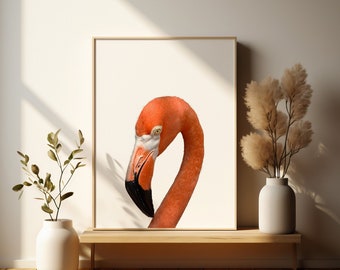 Flamingo Print, Printable wall art, Digital Prints, Summer Posters, Flamingo Wall Art Bird Poster for Digital Download, Beach Art