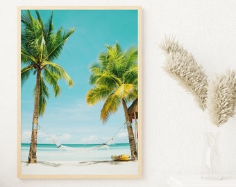 Palm Beach Print, Printable Wall Art, Palm Tree print, Palm Leaf Art, Coastal Wall Art, Downloadable prints,Beach Print for Instant Download