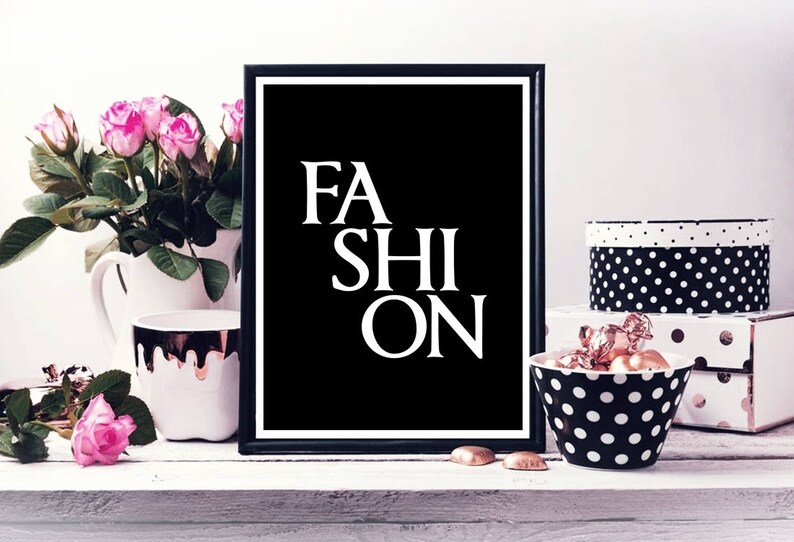 Fashion Wall Art Print, Fashion Printable Black Poster, Fashion Decor