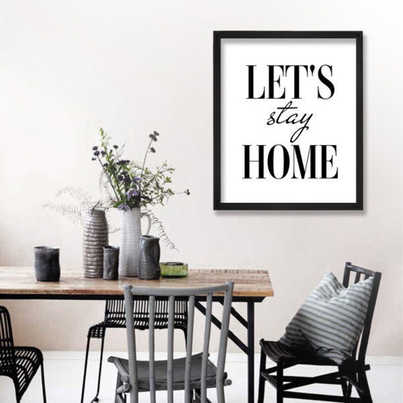 Lets Stay Home Print Printable Wall Art Bedroom Sign Etsy