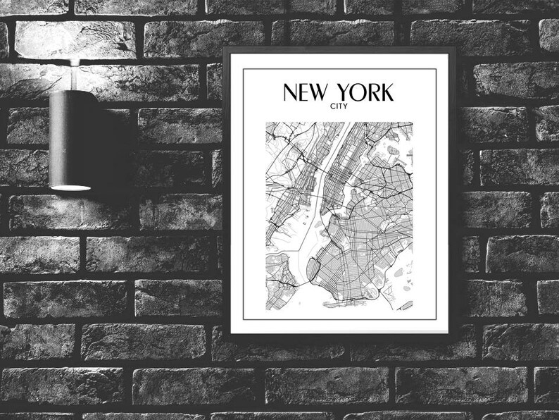 New York Map Print Map of New York NYC Wall Decor City Art Etsy