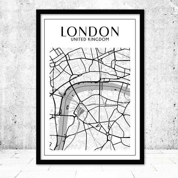 London Map Print London Wall Art London Print London Map Etsy