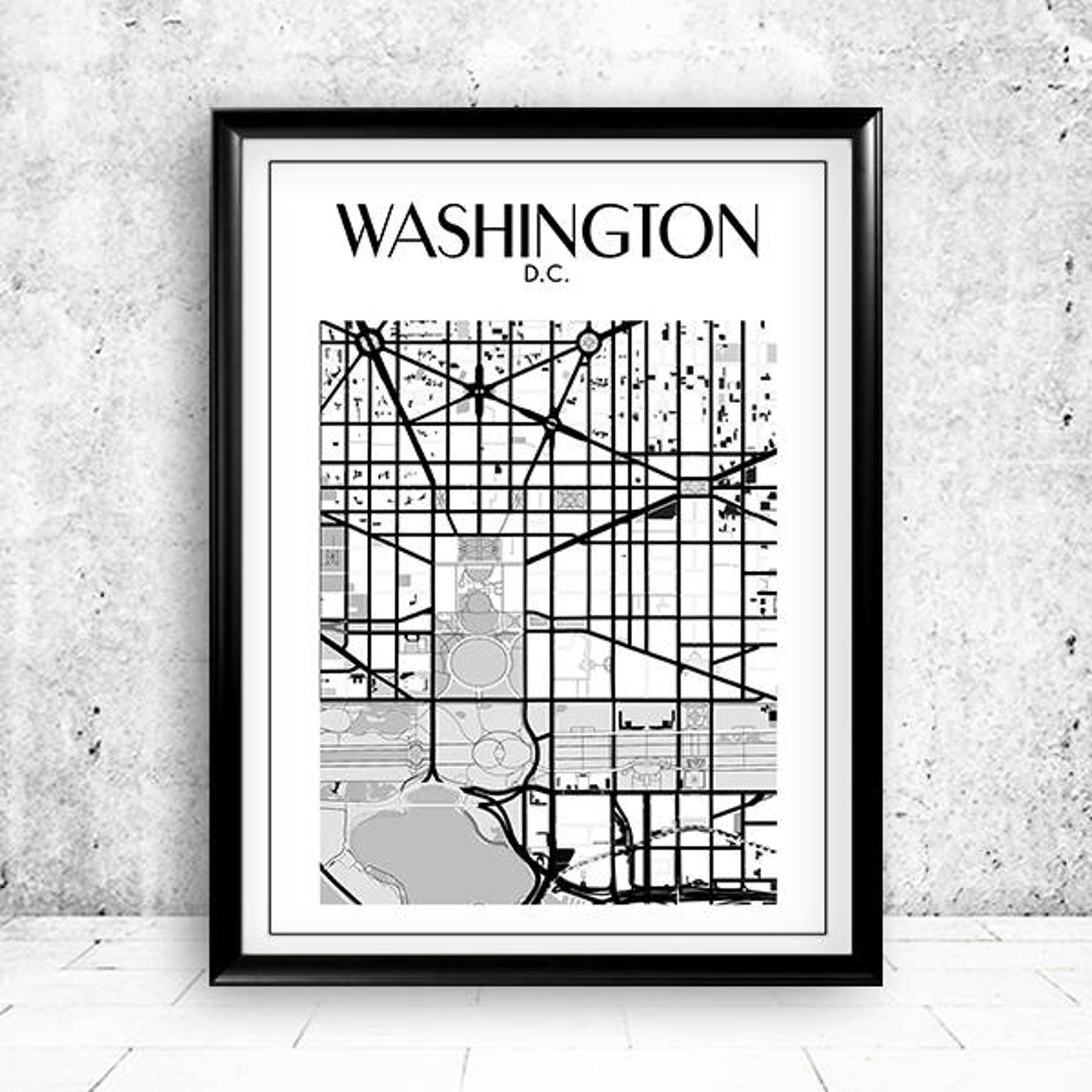 Washington Dc Print Washington Dc Map Printable Washington - Etsy