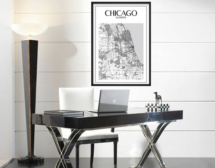 Chicago Map Wall Art Chicago Print Chicago Printable Poster | Etsy