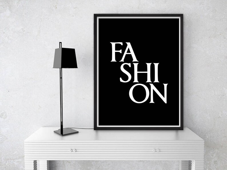 Fashion Wall Art Print, Fashion Printable Black Poster, Fashion Decor