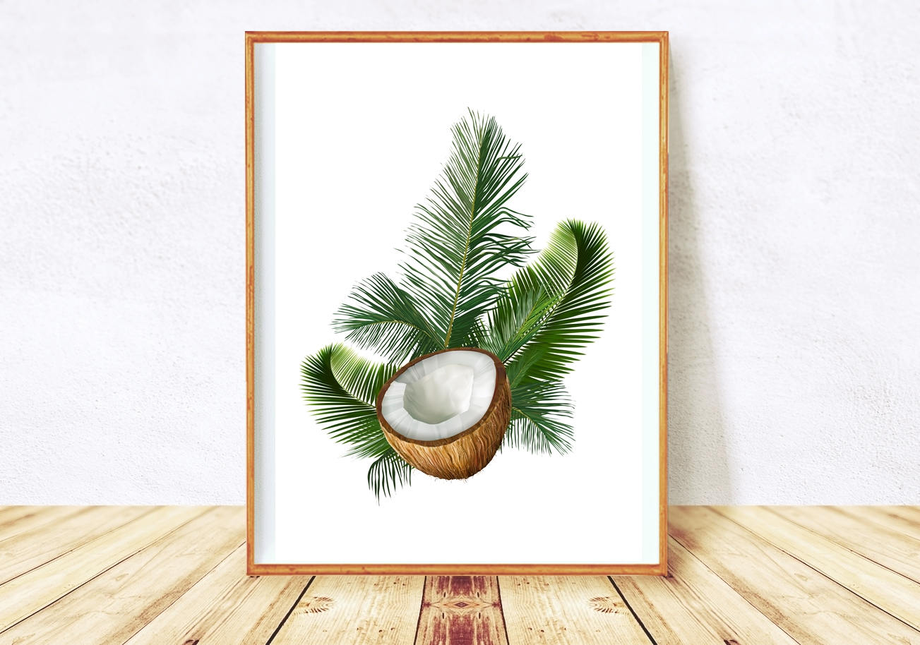 Coconut Print, Tropical Print, Kitchen Print, Printable Coconut Art ...