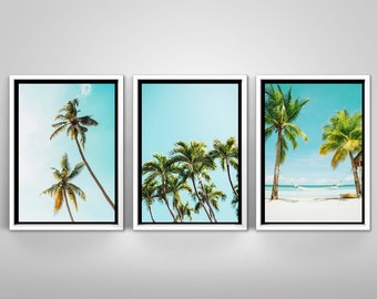 Triptych Wall Art, 3 Piece Wall Art, Coastal Style Print, Modern Palm Print, Boho Art Printable, Botanical Print set of 3, Digital Download