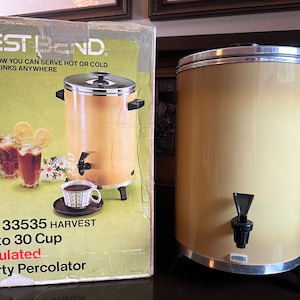 Harvest Gold, Retro / Vintage West Bend Party, Percolator, Coffee Maker, 12- 30 cups, no. 33535 - 1970s