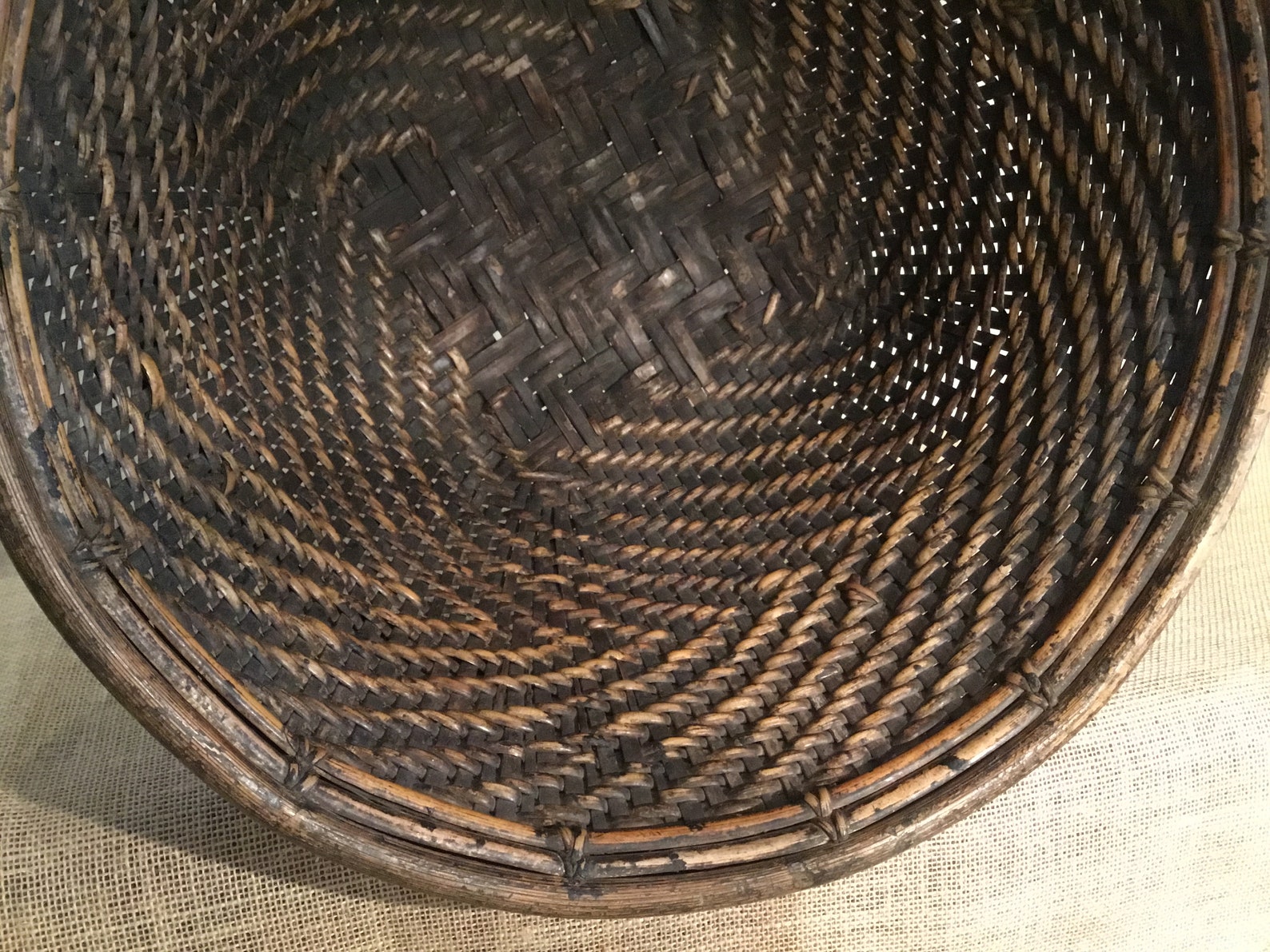 Large, Tribal, Ifugao, Rattan, Basket, Woven, Benaue, Philippines 1940s