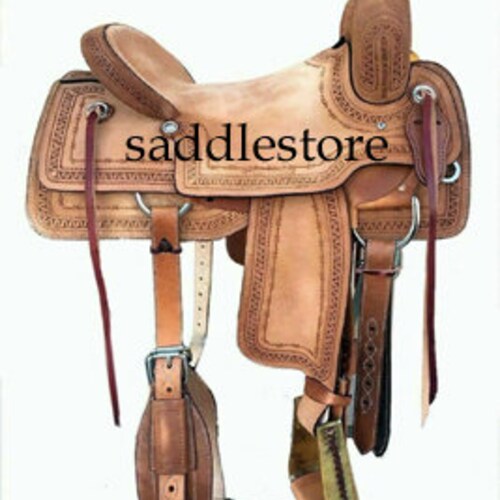 Selle Western Down Roper Ranch – 15 Pouces, Cuir Naturel, Assise Rigide – Ridex