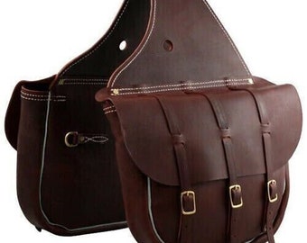 Genuine Leather Trial Tooling Carving Western Horse Saddle Bag