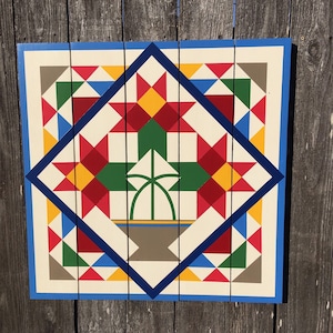 Flower Pot Barn Quilt on Western Red Cedar