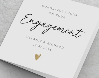 Personalised Engagement Card, Add names and date Card, Congratulations on your engagement, For Friends or Family, Customised Engaged Card