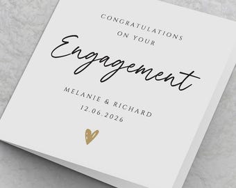 Personalised Engagement Card, Add names and date Card, Congratulations on your engagement, For Friends or Family, Customised Engaged Card
