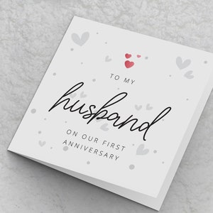 Husband 1st Anniversary Card - To my Husband on our first Anniversary - Anniversary Cards for Spouse Other Half first year marriage Card