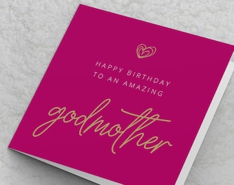 Godmother Birthday Card - Happy Birthday to an amazing Godmother - Birthday Card For Godmother Cards for Godmum Godparents Birthday Card