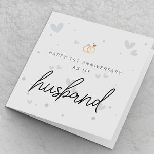 Husband First Anniversary Card - Happy 1st Anniversary as my Husband - Anniversary Cards for Other Half 1st year marriage Anniversary Card