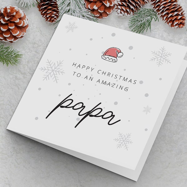 Papa Christmas Card, Xmas Card for Papa, Happy Christmas to an amazing Papa, Festive Cards, Simple Christmas Cards for Papa, Parents Cards