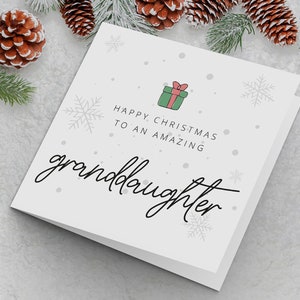 Granddaughter Christmas Card - Happy Christmas to an amazing Granddaughter - Christmas Cards for Grandchild Xmas Card Festive Christmas Card