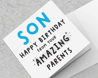 Son Birthday Card, cards for son from parents, funny birthday cards, humorous birthday card from parents to grown up kids, for our son card