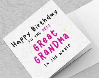 Great Grandma Birthday Card, Birthday Cards for Great Grandma, Happy Birthday to The Best Great Grandma In The World, Nice Cards for Family