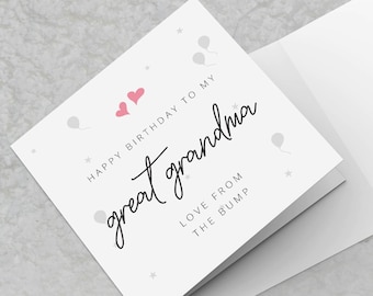 Great Grandma Birthday Card From Baby Bump Happy Birthday to my Great Grandma love from the bump Great Grandma to be Great Grandchild Card