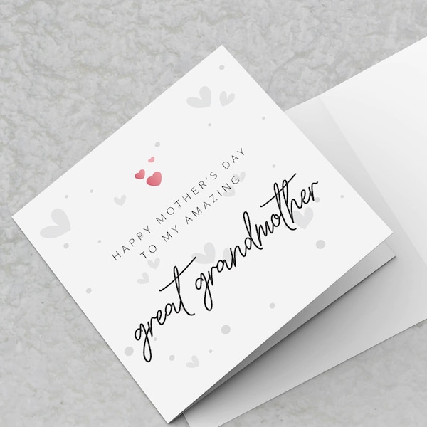 Great Grandmother Mother's Day Card, Happy Mother's Day to my amazing Great Grandmother, Mothers Day Cards For Great Grandmother Simple Card