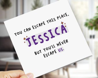 Personalised Leaving New Job Card - You'll Be Missed Retirement Card - Customised Colleague Leaving Card - You’ll Never Escape Us