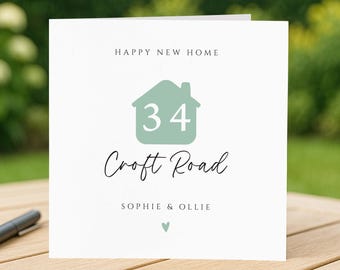 Personalised New Home Card, Custom address, custom names, Happy new house, customised housewarming card, heartfelt keepsake, first home card