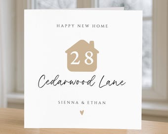 Personalised Happy New Home Card, Custom address, custom names, New house, customised housewarming card, heartfelt keepsake, first home card