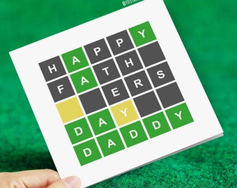 Happy Fathers Day Daddy Wordle Card - Funny Fathers Day Cards Novelty Card For Dad Craze Wordle Puzzle Card Words Fun Father's Day Card