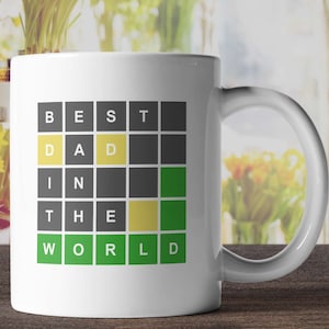 Best Dad in the World Wordle Mug - Father&#39;s Day Mug Wordle Gift Witty Joke Fathers Day Novelty Mugs Word Game Gifts For Dad Wordle Craze Mug