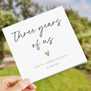 Three years of us Personalised 3rd Anniversary Card, Custom Anniversary Card, Customised, Husband Wife Boyfriend Girlfriend, add name card
