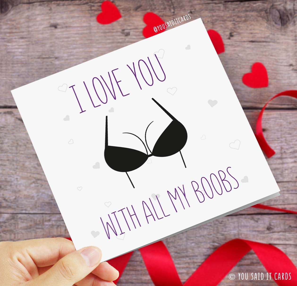 I Love You With All My Boobs Funny, Rude & Offensive  Valentine's   Greetings Cards - Etsy