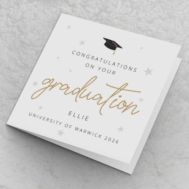 Personalised Graduation Card, Congratulations on your Graduation University Graduation Cards Friends Graduate Name Card Congratulations Card image 1