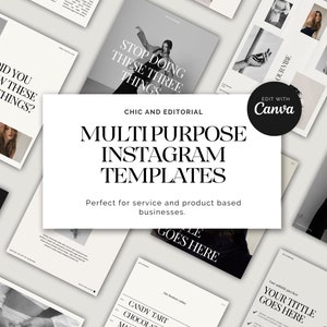 Chic and Editorial Multi-purpose Instagram Templates. Editorial Instagram Templates. Elegant Canva Templates