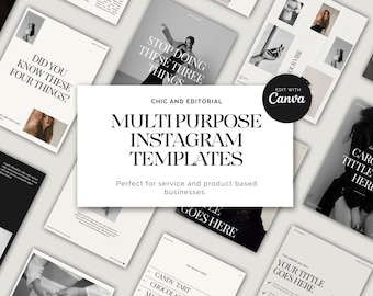 Chic and Editorial Multi-purpose Instagram Templates. Editorial Instagram Templates. Elegant Canva Templates
