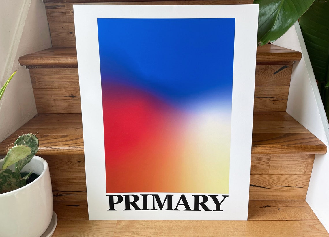 Primary Gradient Wall Art, Primary Colors, Contemporary Print Etsy