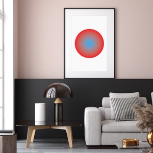 Radial Print, Modern Design, Circles, Red and Blue, Bauhaus Inspired Print, Geometric Wall Art, Contemporary Poster, Wall Art image 5