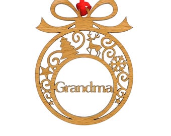 Laser-Cut Wooden "Grandma" Christmas Tree Bauble Decoration